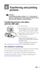 Page 43 37
6Transferring and printing 
pictures
CAUTION:
Install Kodak EasyShare software before connecting the 
camera or optional dock to the computer. Failure to do so 
may cause the software to load incorrectly.
Transferring pictures and videos 
with the USB cable
1Turn off the camera.
2Plug the labeled   end of the USB cable 
into the labeled USB port on your computer. 
See your computer user’s guide for details.
3Plug the other end of the USB cable into the 
labeled USB port on the camera.
4Tu r n  o n  t...