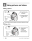 Page 104www.kodak.com/go/support
2Taking pictures and videos
Taking a picture
NOTE: Turn the Diopter dial to adjust the sharpness of the Viewfinder for taking pictures and videos.
Taking a video
2
4
31
Frame your
subject in the
Viewfinder
or LCD.Press Shutter button 
halfway to focus and
set exposure.  Turn on camera
Diopter dial  Ready light
When the Ready light 
turns green, press 
the button completely 
down.
13
2
Press the Shutter button 
completely down
and release.
To stop recording, 
press and release...