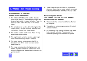 Page 35Contents35
9. What do I do if ( Trouble shooting)
1332 (ELEK). KODAK ENG  15.07.98  13:33  Side 35 