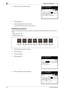 Page 40Advanced scan features3
3-12Konica Minolta 240f
3.2
5Select the contrast, and press [Enter].
6Press [Close] twice.
7Specify the destination, and press .
%For details on the procedure, refer to page 2-3. 
Adjusting the sharpness
You can set the image sharpness (the sharpness or softness) to seven different levels, from -3 (low) to +3 
(high).
-: Softens texts and lines.
+: Sharpens texts and lines.
1Load the document, and press .
2Press [Advanced].
3Press [Color Adjust].
4Press [Sharpness].
5Select the...