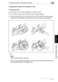 Page 1005.4 Making Copies on Manually Fed Paper5
Di1611/Di2011 5-11
Before Making Copies
Chapter 5
Loading Special Paper Into the Bypass Trays
To load postcards
Load the paper into the Manual Bypass one sheet at a time.
Up to 20 sheets of paper can be loaded into the Multiple Bypass.
➜When loading postcards, load them with the shorter side as the leading edge, 
as shown in the illustration, and with the side to be printed on facing down.
✎
Note
Do not load postcards crosswise.
After you have loaded the...