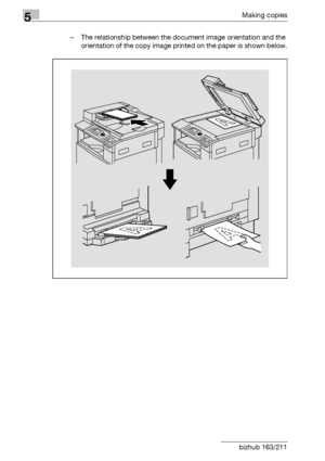 Page 1205Making copies
5-20 bizhub 163/211– The relationship between the document image orientation and the 
orientation of the copy image printed on the paper is shown below.
Downloaded From ManualsPrinter.com Manuals 