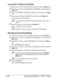 Page 41Specifying Settings in UTILITY Menu 2-30
Turning Off the Memory RX Mode
1Press the + or , key to select [UTILITY], and then press the Select key.
2Press the + or , key to select [FAX RX OPERATION], and then press the 
Select key.
3Check that [MEMORY RX MODE] is selected, and then press the Select 
key.
4Using the + or , keys, select [OFF], and then press the Select key.
The password input box appears.
dIf no password was specified, memory reception mode is can-
celed.
5Enter the password, and then press...