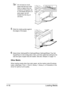 Page 141
Loading Media
4-16
 Do not load so much 
paper that the top of the 
stack is higher than the 
maximum limit guide. Up 
to 100 sheets (80 g/m
2) of 
plain paper can be 
loaded into the tray at 
one time.
5Slide the media guides against 
the edges of the paper.
6Select [User Settings]/[Print Settin gs]/[Paper Settings]/[Paper Tray Set-
tings]/[Tray1] in the configuration menu, and then select the setting for the 
size and type of paper that are loaded. See also “[Paper]” on page 7-5.
Other Media
When...