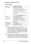 Page 385Technical specifications A-6
Consumable Life Expectancy Chart 
User-Replaceable
The values shown above indicate the number of pages for simplex 
printing using A4/Letter-size media with 5% coverage.
The actual life may differ (be shorter) depending on the printing condi-
tions (coverage, paper size, etc.), differences in the printing method, 
such as continuous printing or intermittent printing (when print jobs of 
one page are often printed), or the type of paper used, for example, 
thick paper. In...