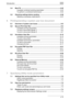 Page 16Introduction
C550x-15 5.4 Bind TX  ............................................................................................. 5-52
Available combined sending parameters  ..................................... 5-52
To perform a combined transmission ........................................... 5-52
5.5 Checking settings before sending ................................................. 5-56
Deleting unnecessary destinations ............................................... 5-57
6 Printing/sending a system...