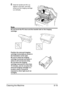 Page 206Cleaning the Machine8-19
8Grab the handle and lift it up 
slightly to the back, and then 
slowly pull the imaging cartridge 
out vertically.
Note
Do not touch the PC drum and the transfer belt on the imaging 
cartridge. 
Position the removed imaging 
cartridge horizontally as shown in 
the illustration at the right.
Be sure to keep the imaging 
cartridge horizontal and place it 
where it will not become dirty.
Do not leave the imaging 
cartridge removed for more than 
15 minutes, and do not place the...