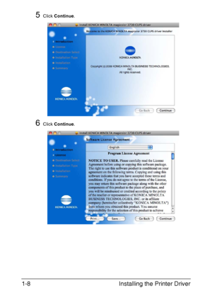 Page 23Installing the Printer Driver 1-8
5Click Continue.
6Click Continue.
Downloaded From ManualsPrinter.com Manuals 