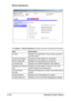 Page 155Viewing Printer Status 5-18
Online Assistance
The System - Online Assistance window provides the following information.
Item Description
Contact Displays the organization that provides assistance 
with the printer.
Contact Information Displays the web address for assistance.
Product Help URL Displays the web address for assistance.
Corporate URL Displays the KONICA MINOLTA web address.
Supplies and Accesso-
riesDisplays the web address where you can order 
printer supplies and accessories.
Contact Phone...