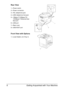 Page 20Getting Acquainted with Your Machine 6
Rear View
1—Power switch
2—Power connection
3—TEL (telephone) jack
4—LINE (telephone line) jack
5—10Base-T/100Base-TX/
1000Base-T Ethernet Inter-
face port
6—USB port
7—Rear cover
8—USB HOST port
Front View with Options
1—Lower feeder unit (Tray 3)
7
2
314
56
8
1
Downloaded From ManualsPrinter.com Manuals 