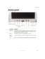 Page 133
Button panel
www.gateway.com
Button panel
Component Description
Microphone Record audio through this microphone. The built-in microphone is turned 
off while an external microphone is connected. For the location of your 
microphone jack, see “Ports side” on page 7.
Buttons See “Buttons” on page 4 for a description of each button.
Status 
indicatorsSee “Status indicators” on page 5 for a description of each status indicator.
Pen Write, tap, and input directly on the tablet’s display using the cordless...