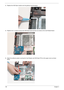 Page 116106Chapter 3
3.Replace the ODD Eject module onto the guide pin and into place.
4.Replace one (1) screw to secure the ODD Eject board and two (2) screws to the Card Reader Board.
5.Attach the adhesive plastic covering the Card Reader and ODD Eject FFCs to the upper cover as shown 
below. 