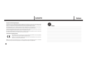 Page 30Notizen
Notizen
Europäische Gewährleistungsbedingungen Ihr DAB Radio wird von Ihrem Händler entweder repariert oder ausgetauscht, falls innerhalb von 2 Jahren nach dem ersten Erwerb durch einen
Endverbraucher ein Defekt durch Materialfehler oder fehlerhafte Verarbeitung auftritt. Diese Gewährleistungspflicht bezieht sich nicht auf Wasserschäden,
Schäden und / oder Folgeschäden durch auslaufende Batterien/Akkus oder nicht bestimmungsgemässen Gebrauch des Gerätes. 
Die Gewährleistung bezieht sich nicht auf...