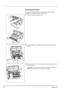 Page 644-6Maintenance
Cleaning the Printer
To avoid print quality problems, the interior of the printer must be 
cleaned with every toner container replacement.
1Open the top cover and front cover.
2Lift the developer unit together with the toner container out of the 
printer.
3Remove the drum unit from the printer by holding the green levers 
with both hands.
Developer 
Unit
Drum 
UnitNoteThe drum unit is sensitive to light. Never expose the 
drum unit to light for more than five minutes.
Downloaded From...