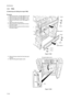 Page 942F8/2F9/2GA
1-5-22
1-5-8  PWBs
(1) Detaching and refitting the engine PWB
Procedure
1. Remove the fuser unit (See page P.1-5-14).
2. Remove the top cover (See page P.1-5-2).
3. Remove the left cover (See page P.1-5-3).
4. Remove the PSU fan motor (See page P.1-
5-28).
5. Stand the printer front side up.
6. Remove the five screws and then remove 
the bottom plate1.
7. Remove the four screws and then remove 
the bottom plate 2.
Figure 1-5-28
8. Remove the two wires from the hooks and 
notches.
9. Open the...