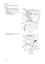 Page 982F8/2F9/2GA-2
1-5-26 (2) Detaching and refitting the main PWB
Procedure
1. Remove the top cover (See page P.1-5-2).
2. Remove the right and left cover (See page 
P.1-5-3).
3. Remove the six/seven connectors from the 
main PWB.
4. Remove the two screws and then remove 
the connect-R PWB.
5. Remove the wires from clamp.
Figure 1-5-34
6. Remove the six screws and then remove the 
controller box (main PWB).
Figure 1-5-35
Connectors
(Six/Seven)
45/47 ppm printer
 (EUR/USA model) only
Connect-R
PWBMain PWB...