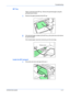 Page 65Troubleshooting 
OPERATION GUIDE4-17
MP Tray
Paper is jammed at the MP tray. Remove the jammed paper using the 
procedure given below.
1Remove the paper jammed at the MP tray.
2If the jammed paper remains at the MP tray, pull up the lever and remove 
the jammed paper.
If the missed paper cannot be removed, go to the next step.
Inside the MP transport
1Pull up the lock lever and open left cover 1.
Release Lever
Left Cover 1
Lock Lever
Downloaded From ManualsPrinter.com Manuals 