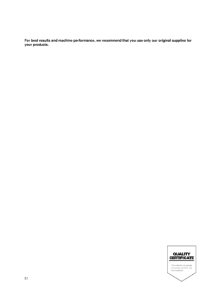 Page 165E1
For best results and machine performance, we recommend that you use only our original supplies for 
your products.
Downloaded From ManualsPrinter.com Manuals 