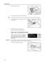 Page 97Troubleshooting
6-16
4Raise the paper feed unit A.
5Remove any jammed originals without tearing them.
NoteIf the original does happen to tear, remove any  loose scraps from inside the document processor.
6Turn the dial as shown in the illustration to remove the 
jammed original.
7Close the left cover to its original position.
Reset all the originals and start copying again.
Paper Jam in the Optional Finisher
If  Paper misfeed in Finisher, lower 
Process Tray and remove paper  appears and 
the jam...