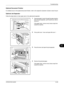 Page 411Troubleshooting 
OPERATION GUIDE10-29
10
Optional Document Finisher
If a misfeed occurs in the optional document finisher, refer to the respective Operation Guides to clear the jam.
Optional Job Separator
Follow the steps below to clear paper jams in the optional job separator.
1If jammed paper is seen through the paper ejection 
slot of the job separator, pull it toward your side to 
remove it.
If the paper tears, remove every loose scrap from 
inside the machine.
2Pull up left cover 1 lever and open...