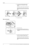 Page 34English 
32  DF-760(B), MT-720(B), BF-720, PH-5A, PH-5B AND PH-5C OPERATION GUIDE
3Pull pressure roller bottom adjust knob (E1) 
outward and turn in the direction of a higher 
number. 
If the paper is severely curled, turn the knob to 5.
Align the knob with a number to lock the knob by 
setting the knob protrusions into the frame cutout 
area. 
4Close the front cover.
Paper curled upward
1
Open the front cover.
2Set pressure roller bottom adjust knob (E1) to ‘1’. 
For operation method, see Paper curled...