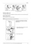 Page 35English 
DF-760(B), MT-720(B), BF-720, PH-5A, PH-5B AND PH-5C OPERATION GUIDE 33
4Close the front cover.
Clearing a Staple Jam
If a message indicating a staple jam is displayed on the machine’s operation panel, remove the jammed staples. 
Staple cartridge holder A
Follow the steps below to remove jammed staples. 
NOTE: See page 35 to clear staple jams in the optional folding unit. 
If the illustration shown displays on the machine’s 
operation panel, there is a paper jam in the staple 
cartridge holder...