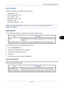 Page 267Default Setting (System Menu)
8-27
8
Copy Settings
The following settings are available for copying functions.
• Paper Selection …8-27
• Auto Paper Selection …8-27
• Auto % Priority …8-28
• Reserve Next Priority …8-28
• Preset Limit …8-29
• Quick Setup Registration …8-29
NOTE: If user login administration is enabled, you can only change the settings by logging in with 
administrator privileges.
Paper Selection
Set the default paper selection. The table below shows the available settings.
Use the...