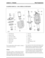 Page 92DAMPER MODULE - COIL SPRING SUSPENSION
Self locking nut1
Rebound washer2
Top mount assembly3
Spring spacer (selective)4
Spring isolator5
Bump washer6
Spring aid7
Dust tube8
Bump cup9
Coil spring10
Damper11
Damper rod12
Self locking nut (3 off)13
Bush14
The coil spring damper module comprises a damper, a
coil spring and a top mount.
Damper
The damper assembly is a similar design to the front
suspension damper, with a twin tube design with an
spring seat attached to the damper body. The lower end
of the...