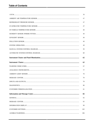 Page 20338ATCM.............................................................................................................................................................................
47AMBIENT AIR TEMPERATURE SENSOR................................................................................................................
47REFRIGERANT  PRESSURE  SENSOR........................................................................................................................
47EVAPORATOR  TEMPERATURE...