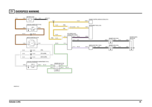 Page 45OVERSPEED WARNING 
Defender (LHD)4421
OVERS PEED WARNING
VWR000750-A-01
IN2 IN1
2A 2B
1
POS4-CRANKPOS3-IGN POS2-AUX
(NON ALARM) (TDI ALARM) (TD5)
60 AMPLINK 5
EARTH (E107)
12 VOLTS
(TD5)
(TD5)
(TDI)
0550 (K108) HEADER-EARTH
FUSE 155 AMP
C0192-1 C0045-1
C0632-1 C0570-2
C1732-1 C1043-1
C0580-9C0658-13
C1060-1 C1041-3 C1048-3
C0236-6 C1311-4
C0100-2 C0100-1C0550-1 C0293-2 C0293-1 C1311-5C0550-3 C0295-11 C0295-12
C0285-14 C0285-15C1311-3
C1311-2
C1311-1
C0285-11 C0285-16 C0580-16
A462
A382
A580
A519A481...