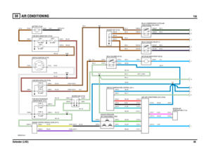 Page 49AIR CONDITIONING 
Td5
Defender (LHD)48
38
AIR CONDITIONINGTd5
VWR000150-A-01
IN2 IN1
2A 2B
1
POS4-CRANKPOS3-IGN POS2-AUX
87A
87
86 85 30
87 A
87
86 85 3087 A
87
86 85 30
LOW HIGH
MID
U,0.85 UW,0.85 K,0.85
BS,0.85
WB,0.85 GW,0.85
UG,0.85UB,0.85
WG,0.85 UY,0.85 B,0.85 UB,0.85 UB,0.85 UB,0.85
RW,0.85
G
FUSE 155 AMP
C
D AL K J
H E B
F
FUSE 2920 AMPFUSE 2830 AMP
60 AMPLINK 2
60 AMPLINK 5FUSE 1210 AMP
A462
100 AMPLINK 1
EARTH (E107)
12 VOLTS
C0285-20 C0285-1 C0285-16 C0285-6
C0580-16C0294-18
C0294-19 C0294-20...