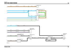 Page 50AIR CONDITIONING 
Td5
Defender (LHD)49
38
Td5
VWR000150-A-02
U,0.85 U,0.85NY,1.25
GCF
LH
KJ
B
EA
D
C0287-6 C0287-7C0550-10 C0063-87 C0203-2 C0449-2
C0425-1
C0425-4
C1508-2
C1508-6 C0425-2
C1508-5
C1508-3
C1508-4
C0277-7 C0786-7
C0658-29
C0658-4 C0162-8 C0448-8
C0162-9 C0448-9
C0287-4 C0550-9 C0287-8 C0162-6 C0448-6 C0294-4 C0294-6 C0294-5 C0182-2
C0280-2 C0280-1 C0182-1
A14
SJ4
CONDITIONING (A/C) (D149) CLUTCH-COMPRESSOR-AIR
FAN-CONDENSER (M137)RELAY-MAIN (R100)
RESISTOR-BLOWER MOTOR (G105)
SWITCH-BLOWER...