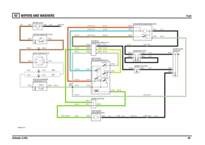 Page 59WIPERS AND WASHERS 
Front
Defender (LHD)58
42
WIP ERS AND  WASHERSFront
VWR000910-A-01
432 1432 1432 1
2 12 1
2 1
IN2 IN1
2A 2B
1
POS4-CRANKPOS3-IGN POS2-AUX
PARK SWITCH
(TDI) (TD5)
60 AMPLINK 5FUSE 915 AMP
FAST WIPE SLOW WIPE
FLICK WIPE 2 FLICK WIPE 1INTERMITTENT
WASH SWITCH
EARTH (E107)
12 VO LTS
C1510-1 C1511-1
C1510-4 C1511-4 C1510-2 C1511-2 C1510-5 C1511-5
C1510-3 C1511-3
C0030-4 C0030-1
C0030-2 C0030-3 C0030-5
C0293-7 C0293-13
C1043-1 C1732-1C0570-2 C0632-1
C0550-4
C1265-3 C1264-3C0550-6 C0550-1...