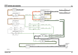 Page 61WIPERS AND WASHERS 
Rear
Defender (LHD)60
42
WIP ERS AND  WASHERSRear
VWR000930-A-01
2
1
IN2 IN1
2A 2B
1
POS4-CRANKPOS3-IGN POS2-AUX
87A
87
86 85 30
(110) (90)
(TD5) (TDI)(TD5) (TDI)
(110) (90)
(110) (90)
C0565-1
(TDI) (TD5)
60 AMPLINK 5
C0557-1
PARK SW
FUSE 1010 AMP
EARTH (E107)
12 VO LTS
C0377-4 C1760-4 C1760-3 C0377-3
C0550-8 C0124-8
C0124-5
C0124-4
C0124-6C0124-2
C1043-1 C1732-1C0570-2 C0632-1C1102-6 C0704-6
C1265-3 C1264-3 C0550-6 C1102-3 C0704-3 C0704-4 C1102-4C0388-2 C0388-1
C1105-3
C1105-1...