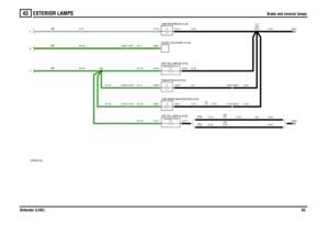 Page 64EXTERIOR LAMPS 
Brake and reverse lamps
Defender (LHD)63
43
Brake and reverse lamps
VWR000230-A-02
(90)
E
(TDI) (TD5)
(90)
(90)
B
H
C0557-1
5 WATT5 WATT21 WATT
LAMP-BRAKE-RH (A124)
21 WATT
LAMP-BRAKE-LH (A125)21 WATT
C0558-1 C0929-7 C1260-7 C0942-1
C0704-2 C1102-2C1102-6 C0704-6 C0929-5 C1260-5C1260-9 C0929-9
C0833-1 C0832-1C0499-3 C0499-6C0125-1 C0125-2
C0121-1 C0121-2C2119-1 C2119-2
A214A66 A17
A118A44A76 A77 A95 A10A4 A221
LAMP-BRAKE-HIGH MOUNTED (A126) TRAILER PICK-UP (P124) LAMP-REVERSE-RH (A129)...