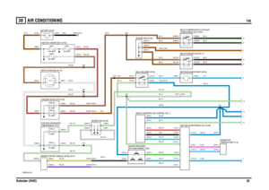 Page 43AIR CONDITIONING 
Td5
Defender (RHD)42
38
AIR CONDITIONINGTd5
VWR000140-A-01
IN2 IN1
2A 2B
1
POS4-CRANKPOS3-IGN POS2-AUX
87A
87
86 85 30
87 A
87
86 85 3087 A
87
86 85 30
LOW HIGH
MID
U,0.85 UW,0.85 K,0.85 UB,0.85 UB,0.85 UB,0.85 11UB,0.85,135
G
FUSE 155 AMP
C
D ALK J H E B
F
FUSE 2920 AMPFUSE 2830 AMP
60 AMPLINK 2
60 AMPLINK 5FUSE 1210 AMP
A59
100 AMPLINK 1
EARTH (E107)
12 VOLTS
C0285-20 C0285-1 C0285-16 C0285-6
C0580-16C0294-18
C0294-19 C0294-20 C0689-85 C0689-86C0689-87 C0689-30
C0019-85...