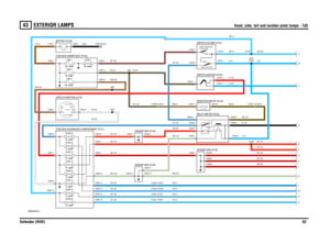 Page 63EXTERIOR LAMPS 
Head, side, tail and number plate lamps - Td5
Defender (RHD)62
43
EXTE RIOR LAMPS 
Head, side, tail and number plate lamps - Td5
VWR000460-A-01
IN2 IN1
2A 2B
1
POS4-CRANKPOS3-IGN POS2-AUX
212 187A
87
86 85 30
- +
31
2
J H
G
F
EB
FUSE 2010 AMP
A
P N
MCL KD
0.87 O HMSSWITCH-DIP (S101)FLASH (S108) SWITCH-HEADLAMP
FUSE 2510 AMPFUSE 2410 AMPFUSE 2310 AMPFUSE 2210 AMPFUSE 1810 AMPFUSE 1910 AMP
30 AMPFUSE 3
60 AMPLINK 530 AMPLINK 6FUSE 155 AMP100 AMPLINK 1
EARTH (E107)
12 VOLTS
C0286-5 C0286-6...