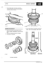 Page 25LT77S MANUAL GEARBOX 
3. Place straight  edge  across  gear and check 
clearance  between  gear and straight 
edge.Not 
to exceed 0,20mm (0.008in). 
/ 
ST3255M 
ASSEMBLING MAINSHAFT 
1. With the  first-second  synchromesh  hub and 
spacer  in position,  assemble the  rear end 
of the 
shaft. 
2.  Fit the  roller bearing and bush  to first  gear. 
3. Fit first  gear to mainshaft. 
ST3229M 
 37 
First  gear  assembly 
1 
3 
4. Fit the  taper  bearing to  mainshaft  using MS 47, 
collets 18G 47 BA and...