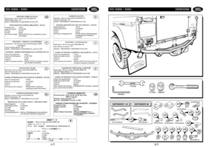 Page 106STC 50269 / 50301 DEFENDER
1 1/
/7
7
STC 50269 / 50301 DEFENDER
2 2/
/7
7
17mm 19mm
14mm
M10M16
DEFENDER 110
x2
M10x120mm M10x55mm
x2
x7
x4
x4
x3
x2
x2
x4
x2
M12
DEFENDER 90
GB
MOTOR VEHICLE DATA
Manufacturer - Rover Group Ltd (GB), BMW (D)
Official Motor Type - LD
Model - DEFENDER 90 / DEFENDER 110 from 1999
TOW BAR INCLUDING BRACKET - DATA
Coupling class  - A 50-X
Approval number  - e11 00*0604
D-Value - 17.4 kN
S-Value - 250 kg
Max Trailer Weight  - 3500 kg (NOTE! refer to handbook for gross...