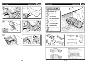 Page 193STC 8138ABFREELANDER
8/10
STC 8138ABRANGEROVER
7/10
5
4
3
6
x4
x4
7
FREELANDER
x2
x4
GBDFIEPNLGR
Passenger sideBeihfahrerseiteCôté passagerLato del passeggeroLado del pasajeroLado do passageiroPassagierszijdeΠλευρά τ	υ συν	δηγ	ύ
10mmØ6mm
Ø6mm
x2
GBDFIEPNLGR
3 and 5 door vehicles
3-türige und 5-türige Fahrzeuge
Véhicule à trois et cinq portes
Veicoli da 3 e 5 portiere.
Vehículos de 3 y 5 puertas
veículos de 3 e 5 portas
Drie- en vijfdeurs modellen3-πρτα και 5-πρτα ήµατα 