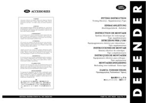 Page 217DEFENDER
WARNING
Accessories which are not properly fitted can be dangerous. Read the
instructions carefully prior to fitting. Whilst fitting, comply with the
instructions at all times.  If in doubt, contact your nearest Land Rover
Dealer.
ACHTUNG!
Nicht sachgemäß montiertes Zubehör kann gefährlich sein.  Lesen Sie die
Montageanleitung sorgfältig, bevor Sie das Teil montieren. Halten Sie sich
bei der Montage an die Anleitung. Bei Unsicherheiten wenden Sie sich
bitte an Ihren Land Rover Händler....