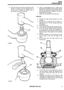 Page 318STEERING 
5. Since the ball  pin cannot  be removed with the 6. Using a sharp-edged  punch or chisel,  drive 
the  ball  lower  socket  from the housing.  Should 
difficulty  be experienced,  apply gentle  heat 
to 
the housing  and then  continue to drive  the 
socket  from the housing. 
7. Clean  the housing  and remove  any burrs. 
retainer 
in position,  tap the threaded  end 
of 
the ball  pin to release  the retainer  and to 
remove the pin from  the housing. 
Assemble 
8. 
Press-in the  lower...