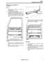 Page 364CHASSIS AND BODY 
REMOVING  GLASS DEFENDER 110 
- Front doors 
Remove 
1 Carry-out the  instructions to remove  the 
mounting  panel. 
2. Remove the window  regulator. 
3. Push the glass  up to the top of its travel  and 
support  with a suitable  length 
of timber. 
4. Remove  the two self tapping  screws securing 
the  window  glass runner 
on the latch  side of 
the door  and the single  screw from the hinge 
side. 
7. Ease  the runner  from the glass 
at the hinge 
side 
of the  door, lift the glass...