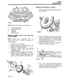 Page 87RR751M 
REMOVE AND OVERHAUL  FLYWHEEL 
1. Remove  retaining  bolts and withdraw  flywheel 
from  crankshaft. 
NOTE: Right-hand  cylinder  head illustrated. 
F  Exhaust  manifold  face 
G  Intake manifold  face 
H  Front face 
I  Rear face 
J  Front of engine 
REMOVE  FLEXIBLE  DRIVE  PLATE AND RING 
GEAR  ASSEMBLY 2. Examine  flywheel clutch face for cracks, 
scores  and overheating.  The flywheel  can be 
NOTE: Scribe  each component with an  refaced provided  minimum  thickness does 
identification...