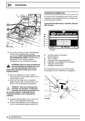 Page 1501EINFÜHRUNG
10
INFORMATION
D.Das andere Ende des zweiten Starthilfekabels
an einen guten Massekontakt am Motor
anschließen,NICHT AN DEN MINUSPOL DER
ENTLADENEN BATTERIE. Starthilfekabel von
beweglichen Teilen, Riemenscheiben,
Antriebsriemen und Ventilatoren fernhalten.
WARNUNG: Wenn der letzte Anschluß mit
dem Starthilfekabel hergestellt wird, kann
ein Funke überspringen. Falls dies in
Batterienähe geschieht, könnte dies zu einer
Explosion führen.
3.Wenn die Hilfsbatterie zu einem anderen
Fahrzeug...