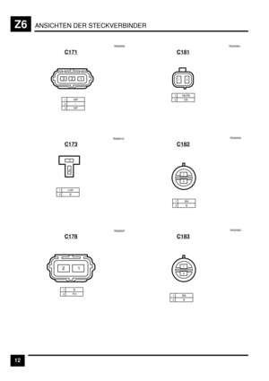 Page 453ANSICHTEN DER STECKVERBINDERZ6
12C171
& )*
E*EEE*
1WP2–3WP
C173
1 LGR2BE)EE&B
&
)
C178
1B2PO
21
E)EE*H
C181
1 YB/PB2ONR020064
&)
C182
1BN2BR020063
&
)
C183
1BN2BR020063
&
) 