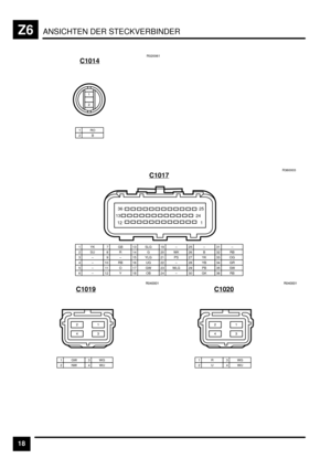 Page 459ANSICHTEN DER STECKVERBINDERZ6
18C1014
R020061
1RO2B
&
)
R360003
1YK2SU3–
7GB8R9–
13 SLG
4–10 RB
14 G15 YLG16 UG
19 –20 WK21 PS
5–11 O17 GW22 –23 WLG12 Y18 OB
26 B
29 PB30 GK
31 –
27 YK32 RB33 OG28 YB34 GR35 SW6–36 RB
36
13
1225
1 24
C1017
25 –
24 –
C1019
1GW2NW3WG4WU
+ )
* &E+EEE&
C1020
1R2U3WG4WU
+ )
* &E+EEE& 