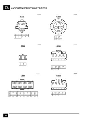 Page 471ANSICHTEN DER STECKVERBINDERZ6
30C245
1WK2–3–
4 WLG5BSEBEE&*
&*B
)+
C246
1BS2SBR020069
&
)
C247
)G )H )D )B )+ )* ))
*E *D *B *+ ** *))&
)L
*&
21 KB22 –23 –
25 R26 GU27 –
29 B
24 BO28 B
30 –31 –32 WLG
33 WK34 RU35 RB36 WSR160003
C248
1KB2 WLG3WKR030038
1
23
C249
1 GLG2RN3–
4 LGS5BR050024
&) * +B
C250
1 GLG2RN3–
4OU5BR050024
&) * +B 