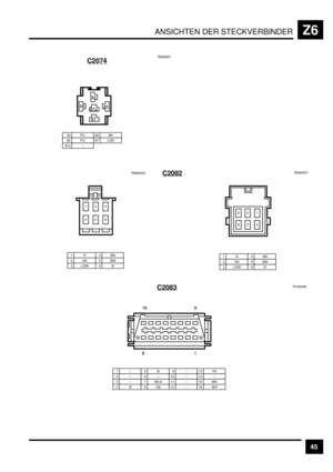 Page 486ANSICHTEN DER STECKVERBINDERZ6
45 C2074
30 PU85 PU87a –
86 BK87 LGREBEEE&
*E
GD
GHGB
GH
C2082R060029
1R2GK3 LGW
4BN5BW6B
&)*
+BD
R060027
1R2GK3 LGW
4BN5BW6B
DB+
*)&
C2083R160006
1–2–3–
5B6–7 WLG
9–
4B8KB
10 –11 –12 –
13 YK14 –15 WK16 WR
&DL
G& 