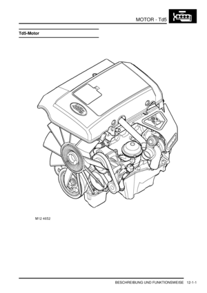 Page 171MOTOR - Td5
BESCHREIBUNG UND FUNKTIONSWEISE 12-1-1
MOTOR -  Td5 BESCHREIBUNG UND FUNKTIONSWEISE
Td5-Motor 